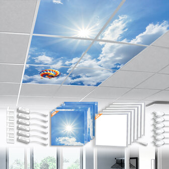 LED-Wolkenhimmel / Wolkendecke 6 Panels Einbau 60x60 / 62x62