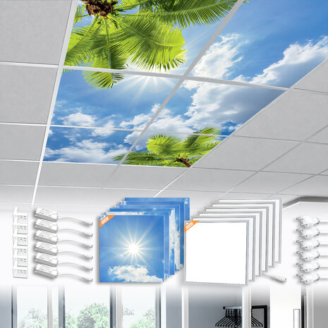 LED-Wolkenhimmel / Wolkendecke 6 Panels Einbau 60x60 / 62x62