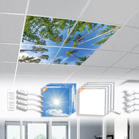 LED-Wolkenhimmel / Wolkendecke 4 Panels Einbau 60x60 / 62x62