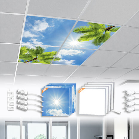 LED-Wolkenhimmel / Wolkendecke 4 Panels Einbau 60x60 / 62x62
