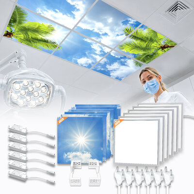 LED-Wolkenhimmel / Wolkendecke 6 Panels Einbau 60x60 / 62x62